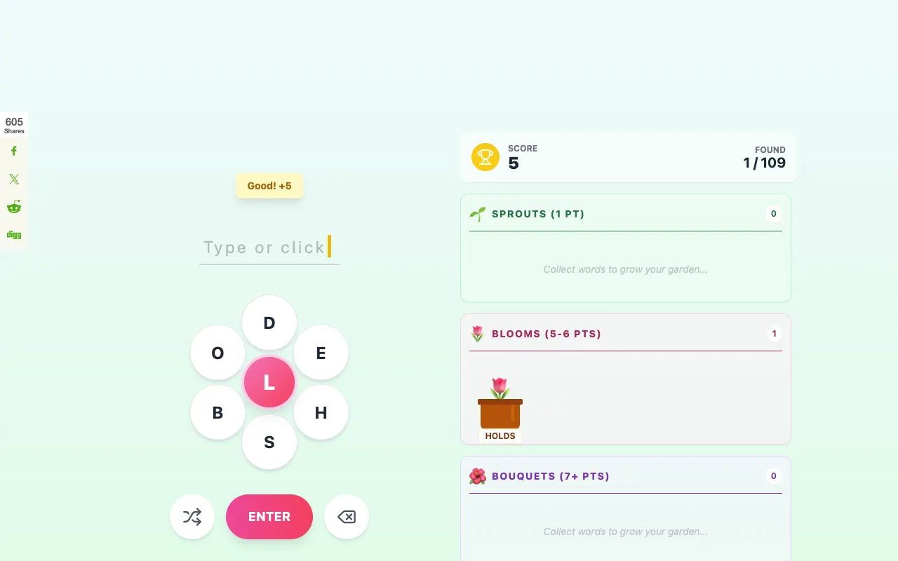 Screenshot of Blossom — a game like Wordle