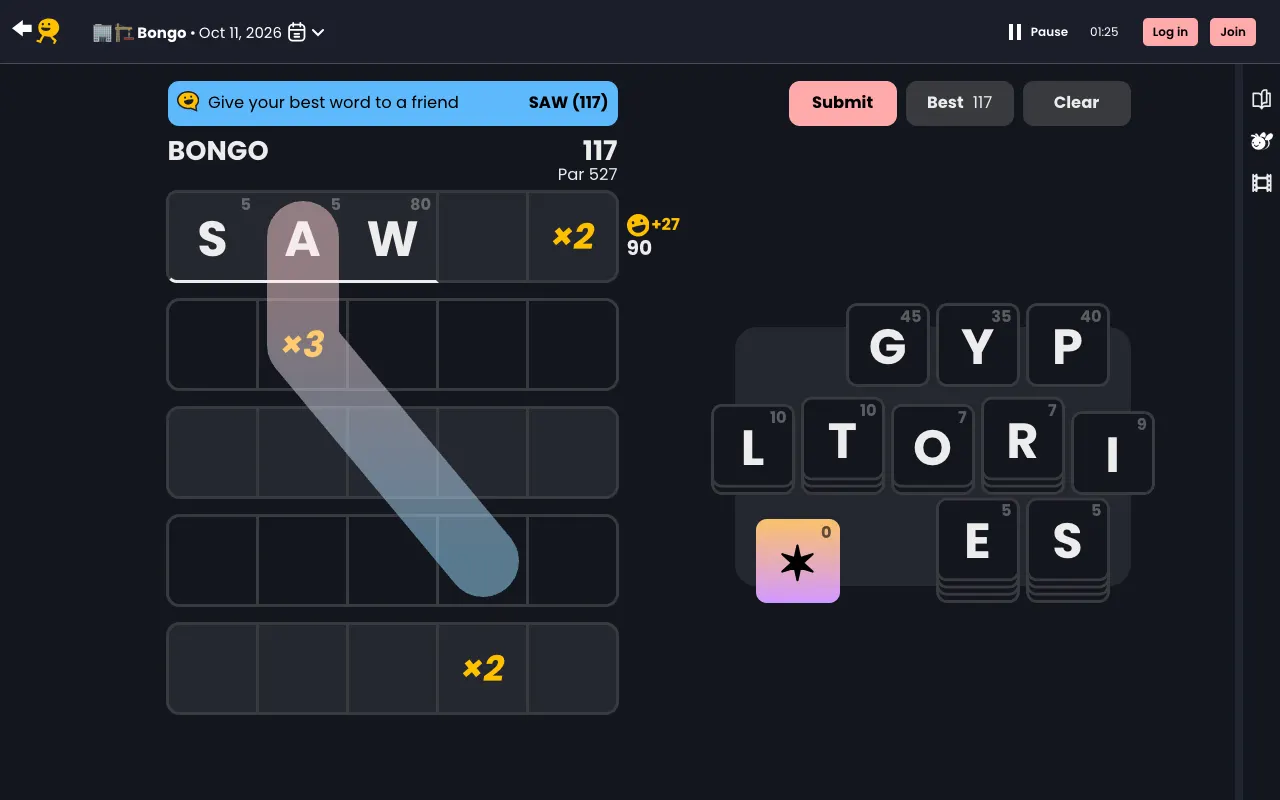 Screenshot of Bongo — a game like Wordle