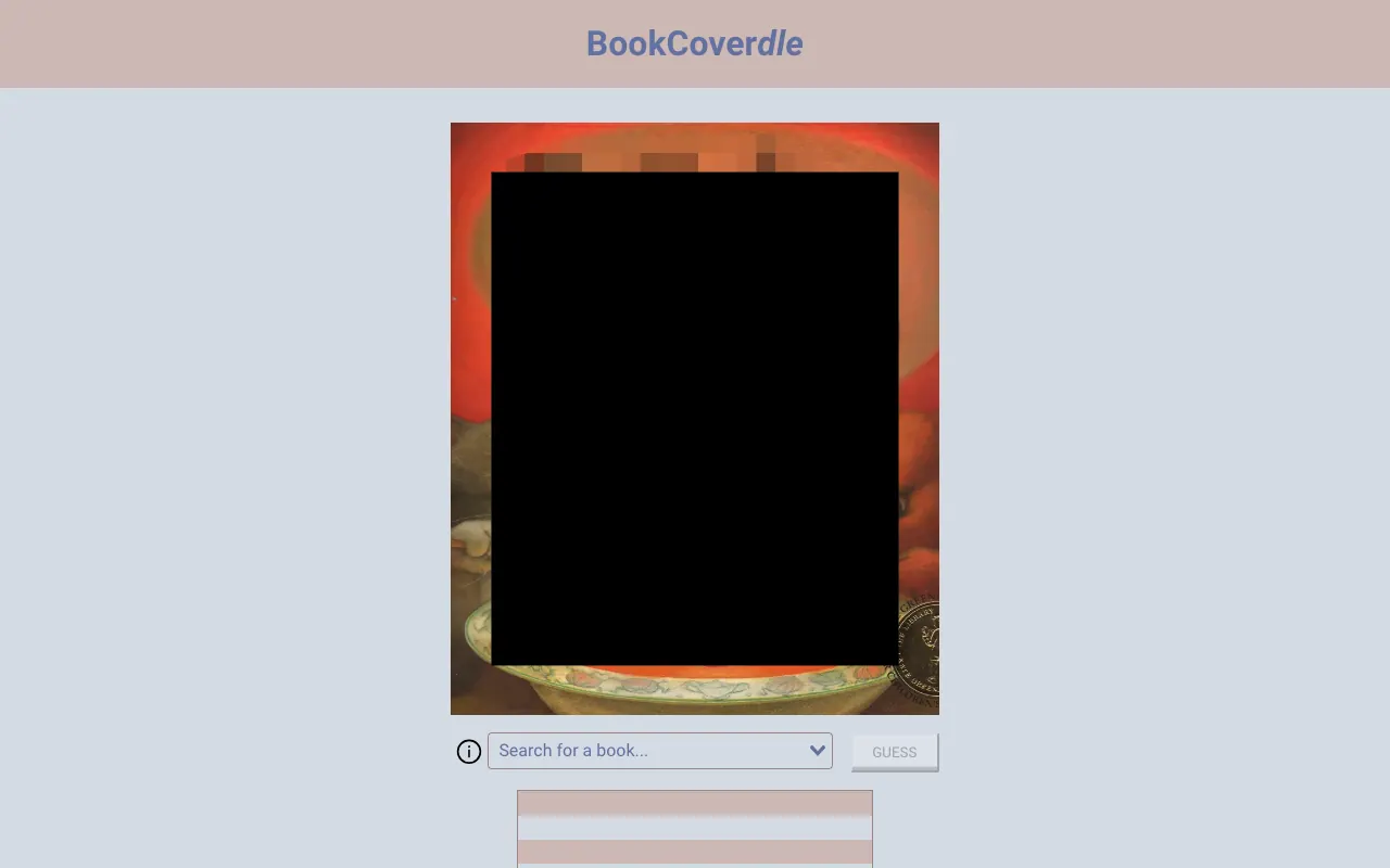 Screenshot of BookCoverDle — a game like Wordle