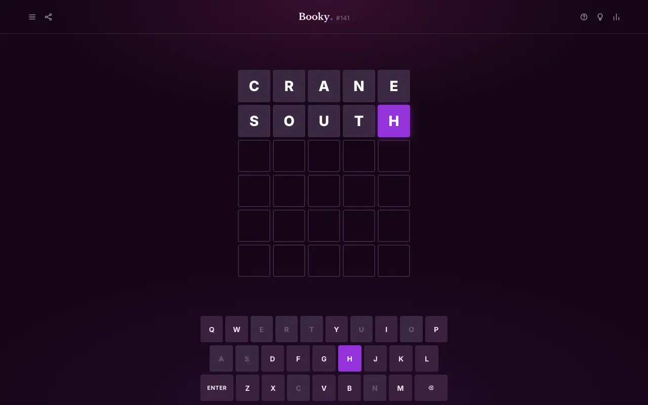 Screenshot of Booky — a game like Wordle