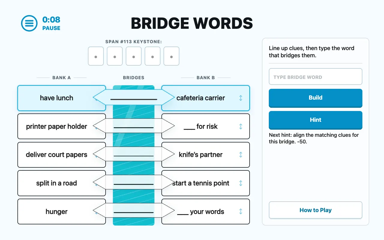Screenshot of Bridge Words — a game like Wordle