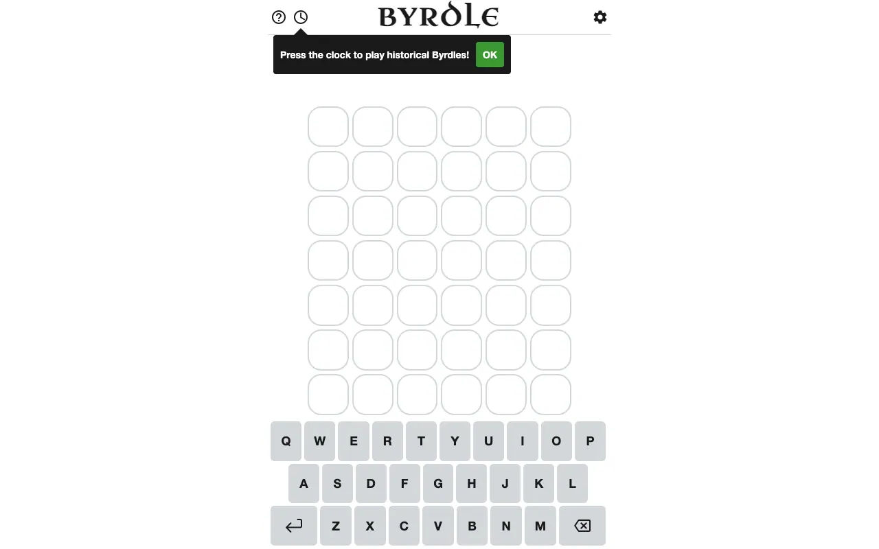 Screenshot of Byrdle — a game like Wordle