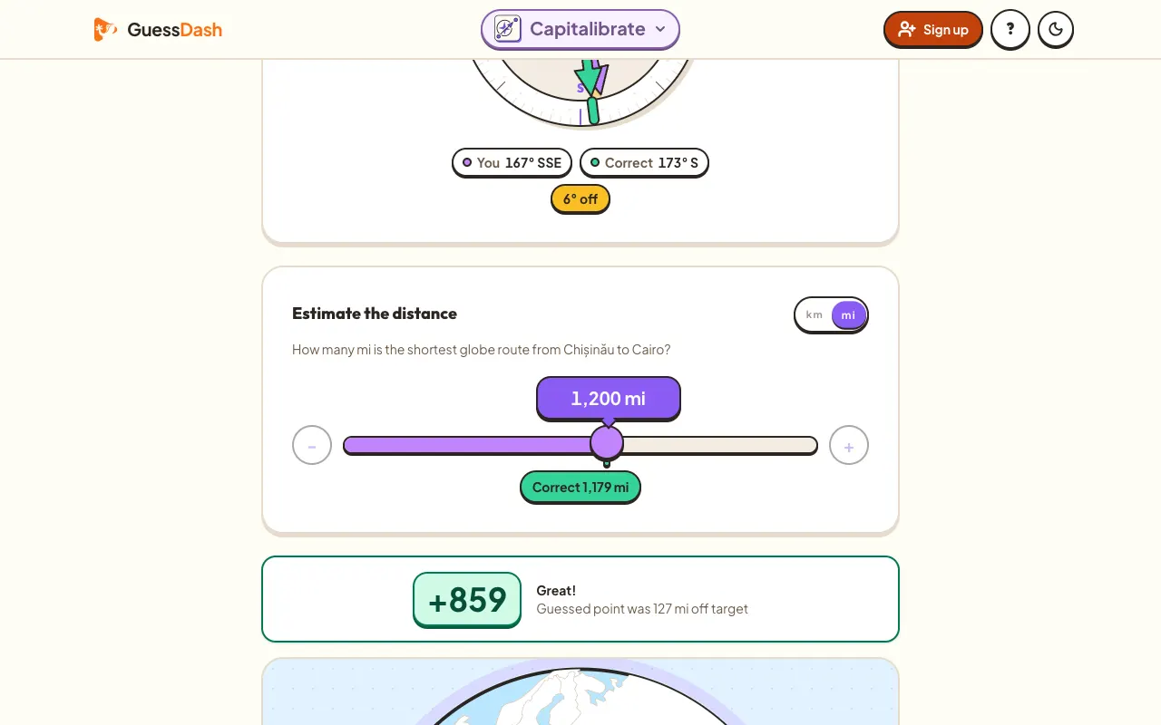 Screenshot of Capitalibrate — a game like Wordle