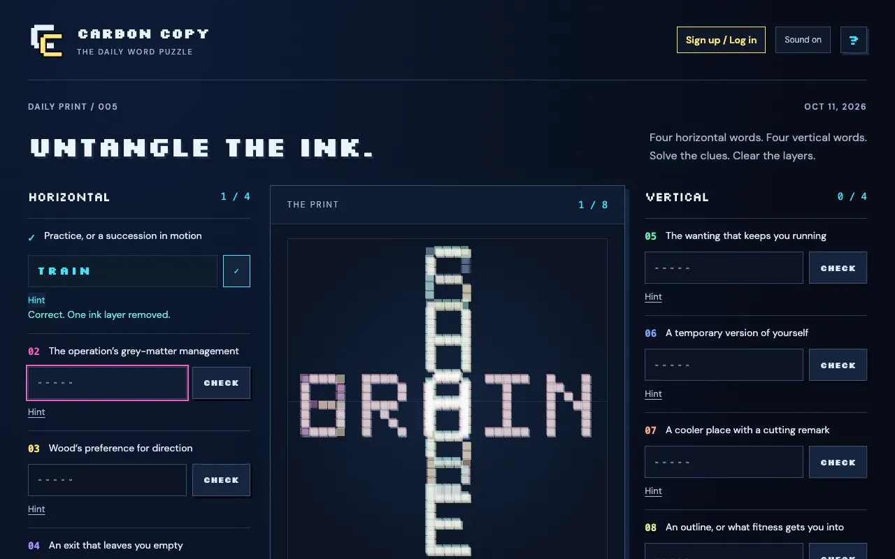 Screenshot of Carbon Copy — a game like Wordle