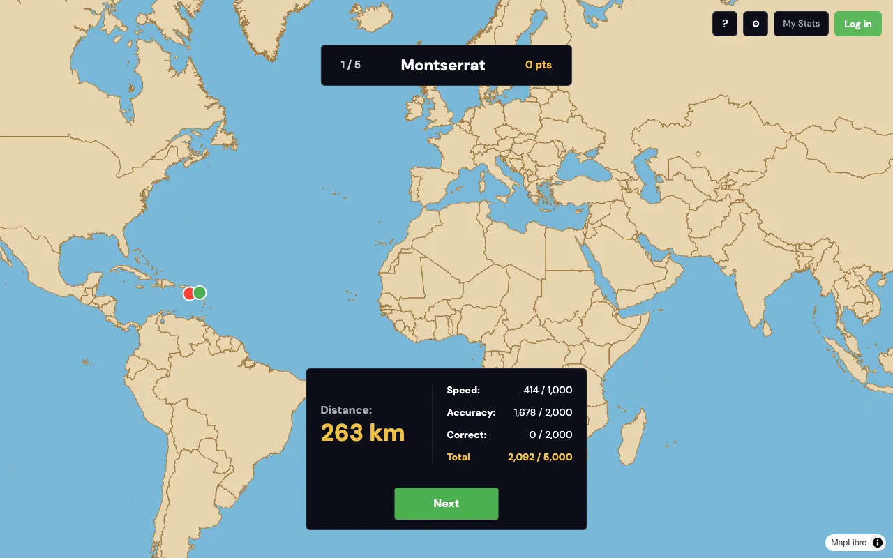 Screenshot of Cartogle — a game like Wordle