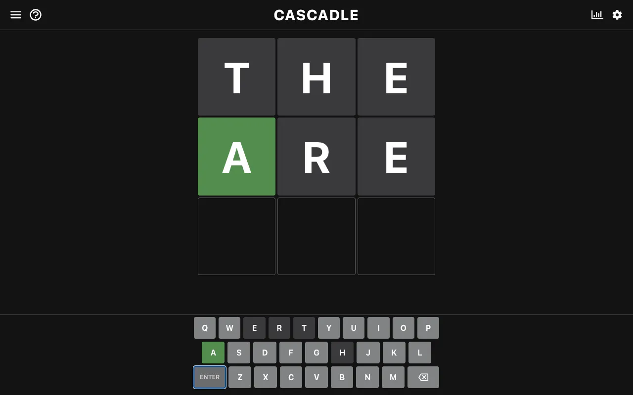 Screenshot of Cascadle — a game like Wordle