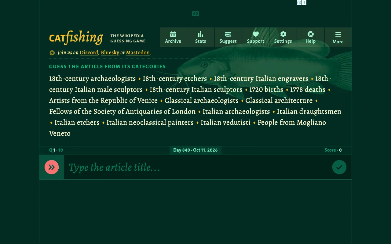 Screenshot of Catfishing — a game like Wordle