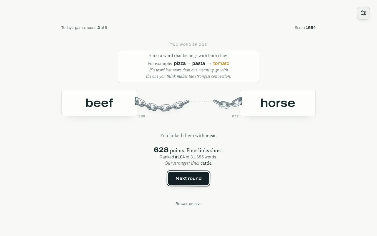 Screenshot of Chainle.io — a game like Wordle