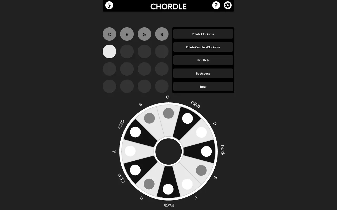 Screenshot of Chordle — a game like Wordle