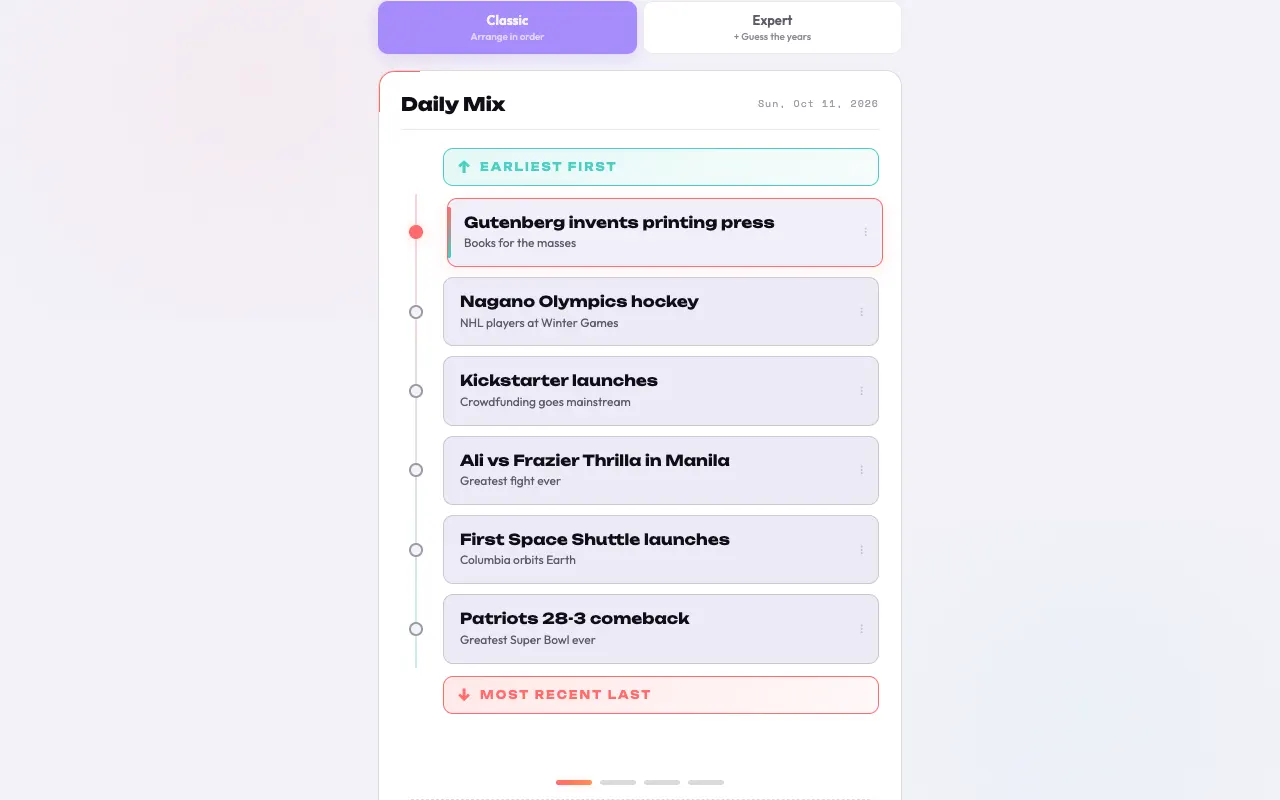 Screenshot of ChronoTrivia — a game like Wordle