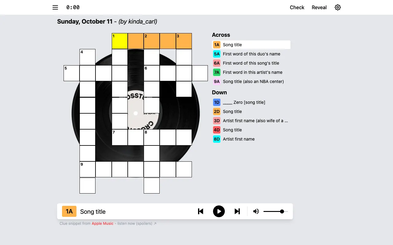 Screenshot of Cross Tune — a game like Wordle