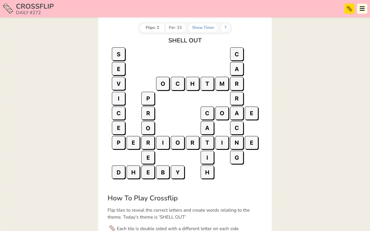 Screenshot of Crossflip — a game like Wordle