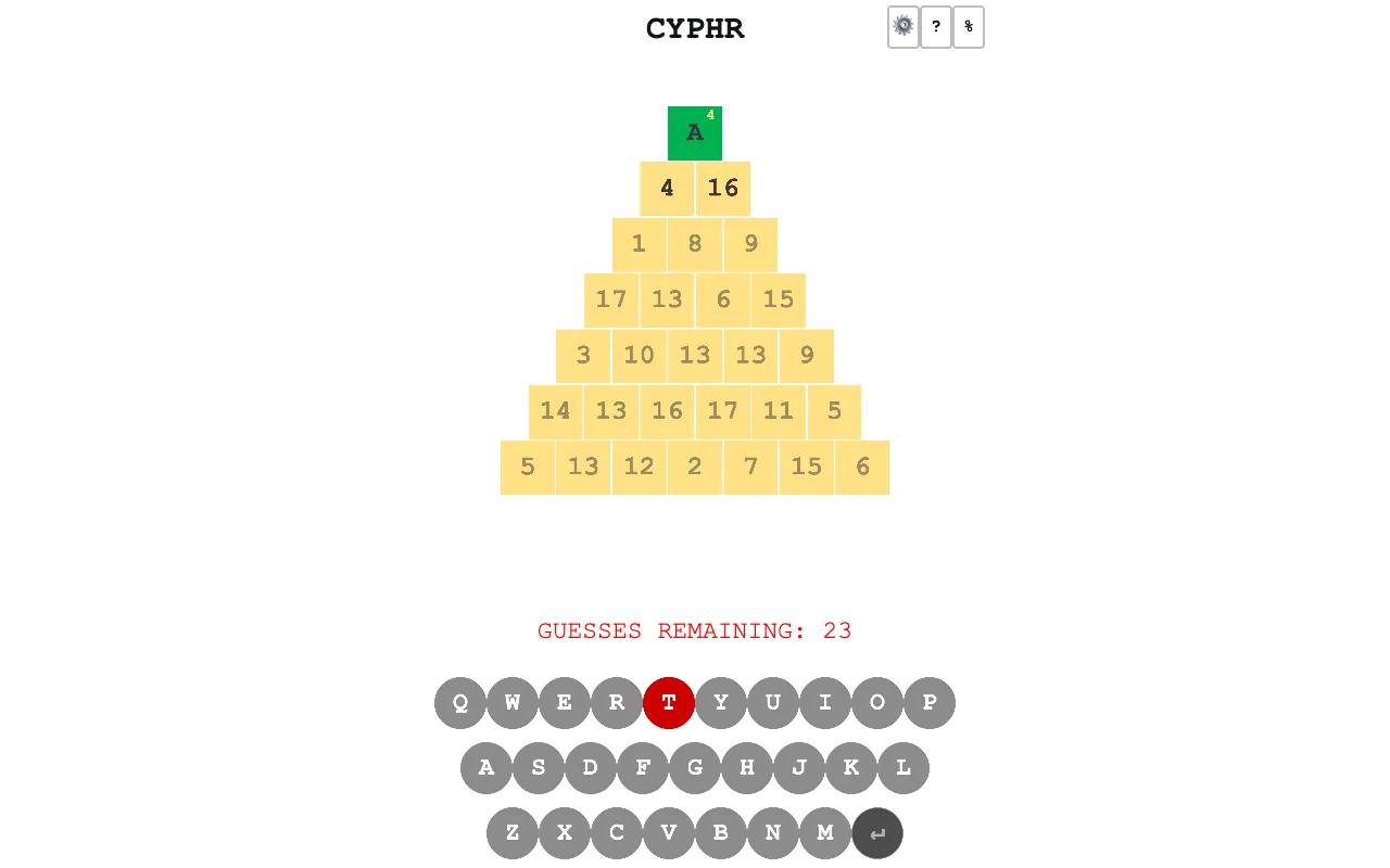 Screenshot of Cyphr — a game like Wordle