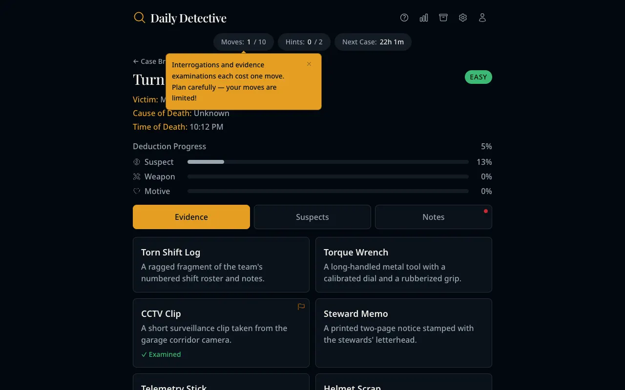 Screenshot of Daily Detective — a game like Wordle