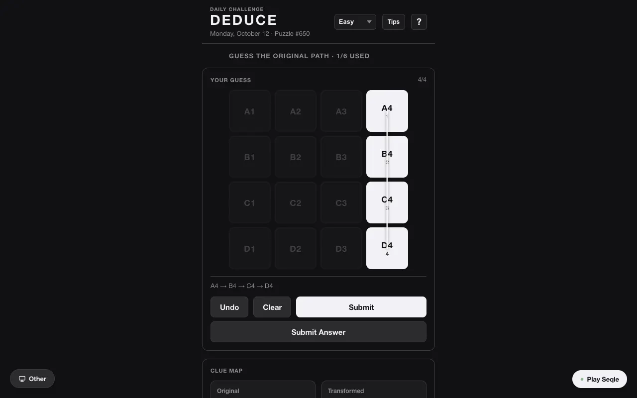 Screenshot of Deduce — a game like Wordle
