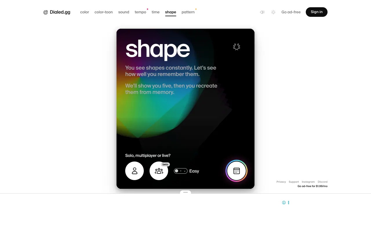 Screenshot of Dialed Shape — a game like Wordle
