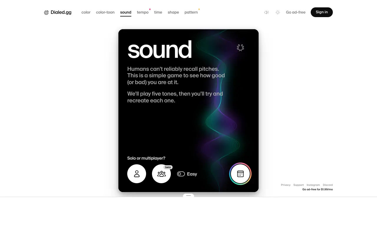 Screenshot of Dialed Sound — a game like Wordle