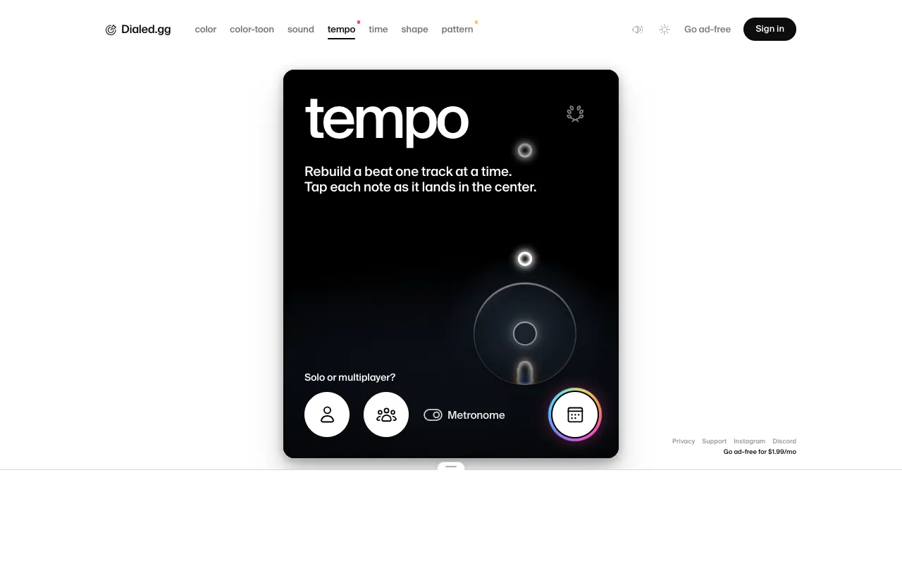 Screenshot of Dialed Tempo — a game like Wordle