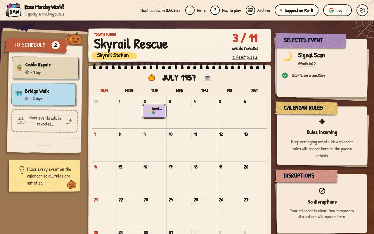 Screenshot of Does Monday Work? — a game like Wordle