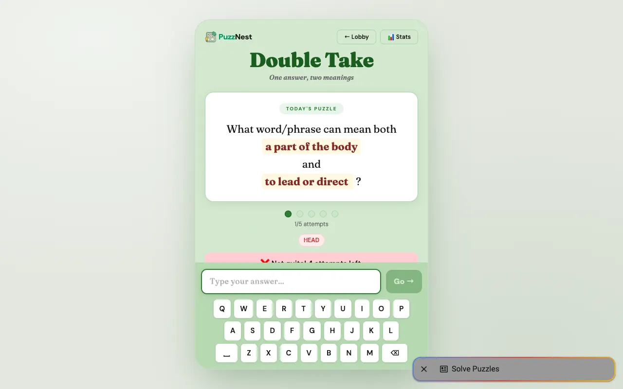 Screenshot of Double Take — a game like Wordle