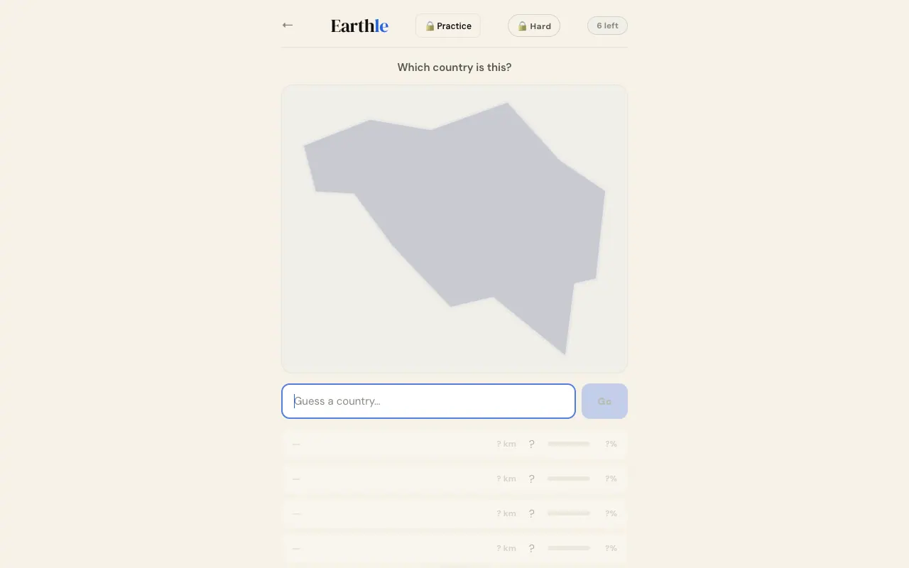 Screenshot of Earthle — a game like Wordle