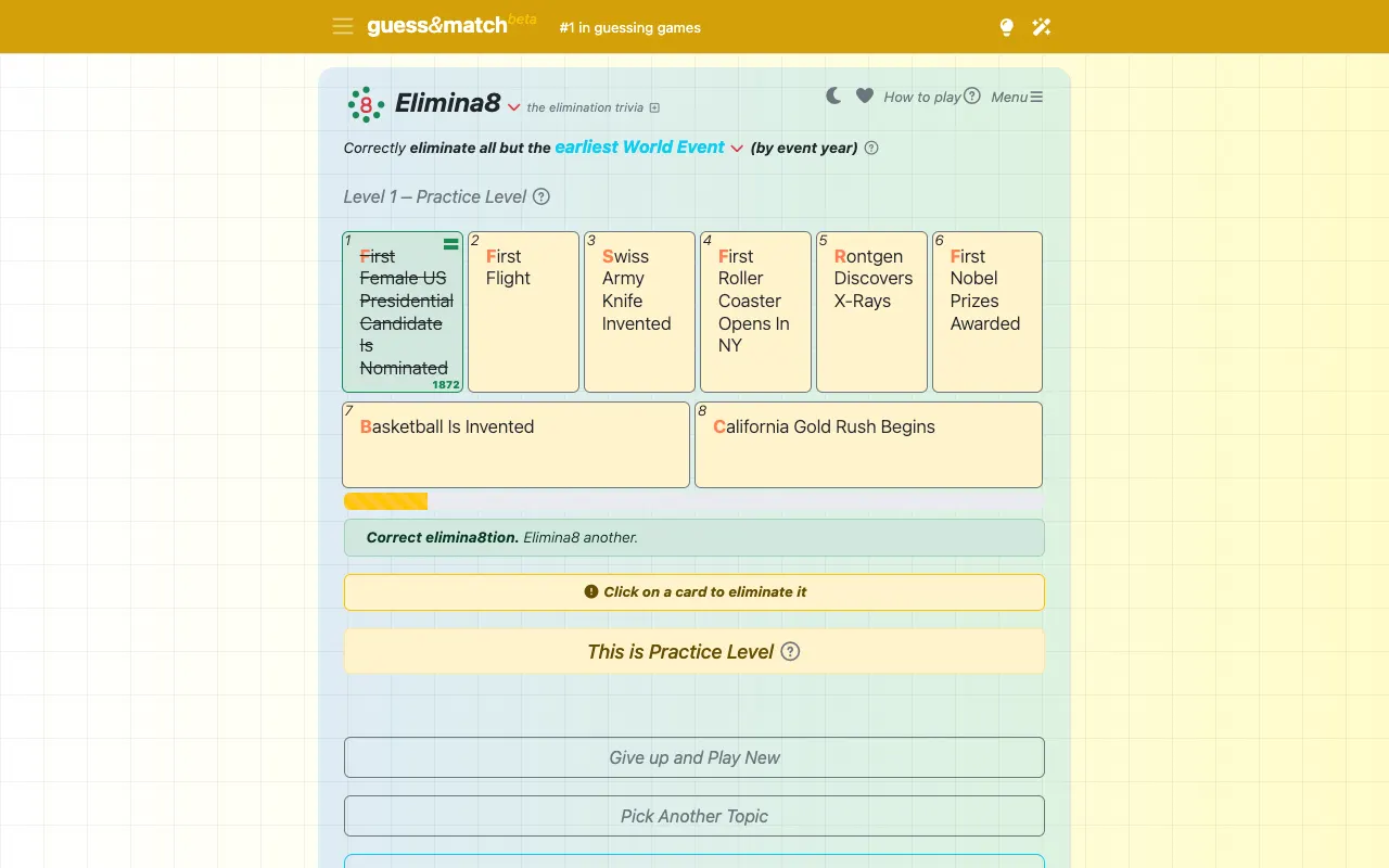 Screenshot of Elimina8 — a game like Wordle