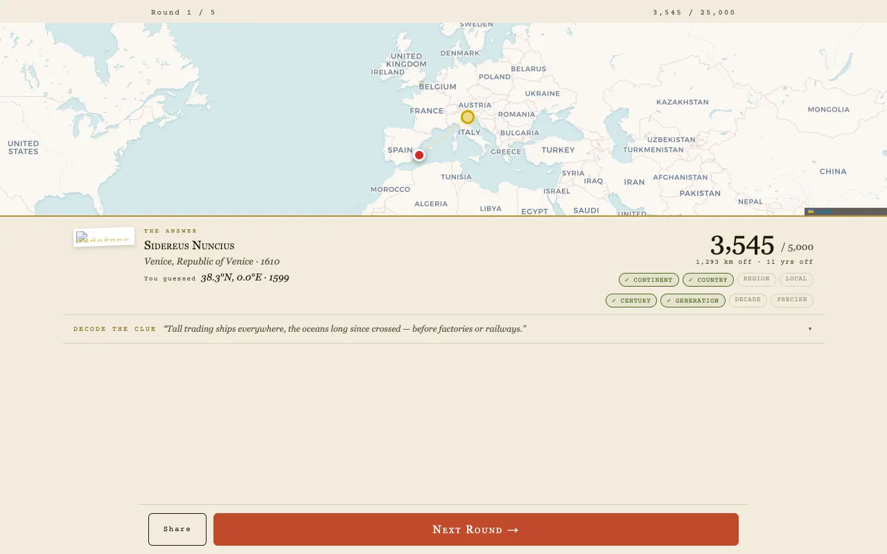 Screenshot of EraPin — a game like Wordle