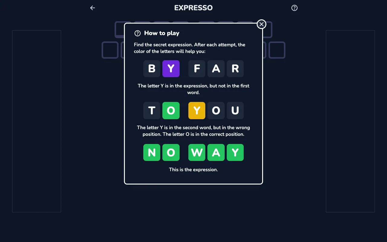 Screenshot of Expresso — a game like Wordle