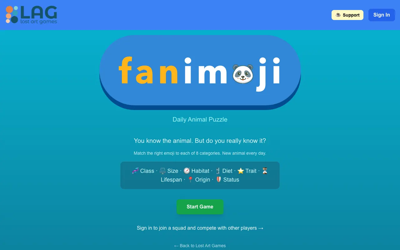 Screenshot of fanimoji — a game like Wordle