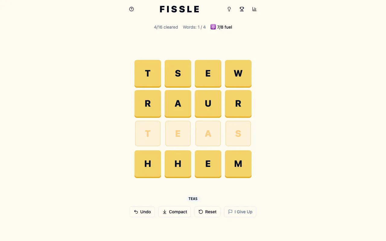 Screenshot of Fissle — a game like Wordle