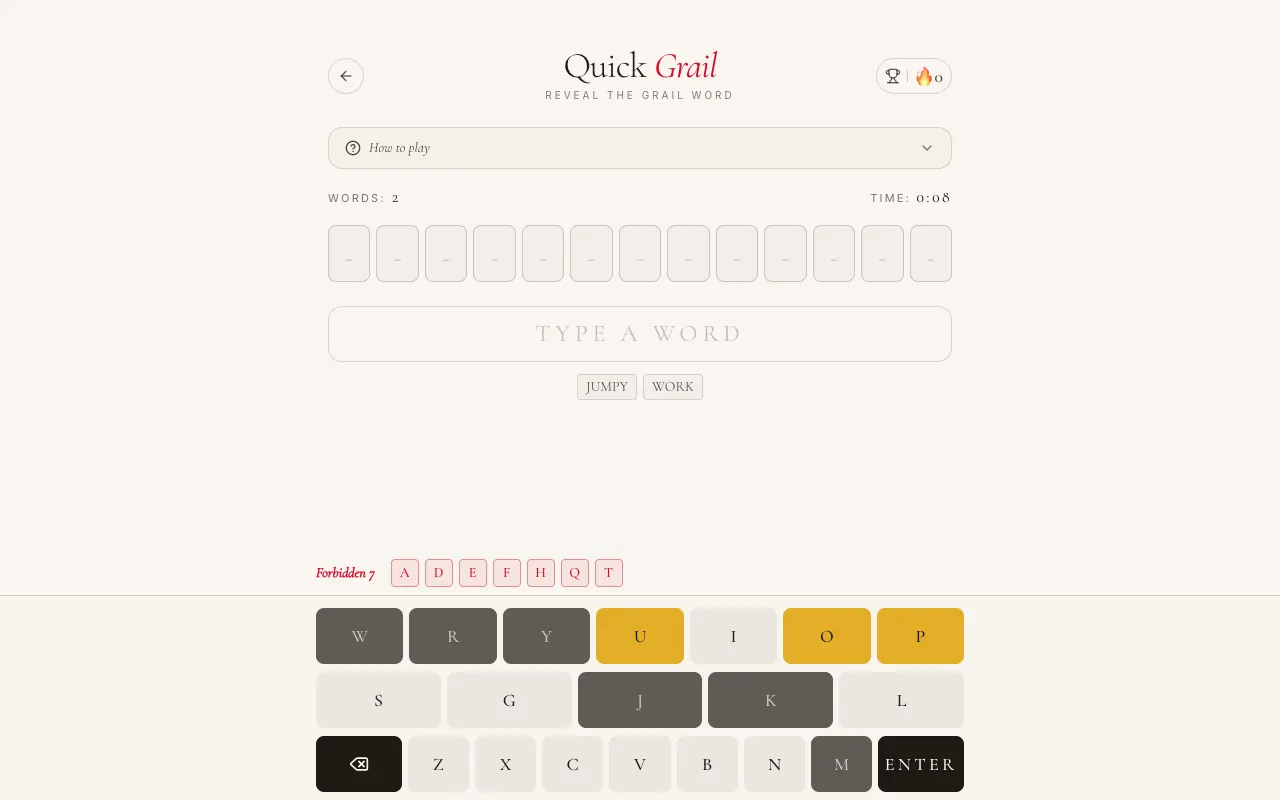Screenshot of Forbidden 7 — a game like Wordle