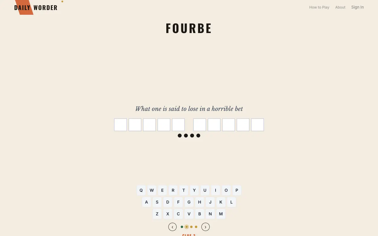 Screenshot of Fourbe — a game like Wordle