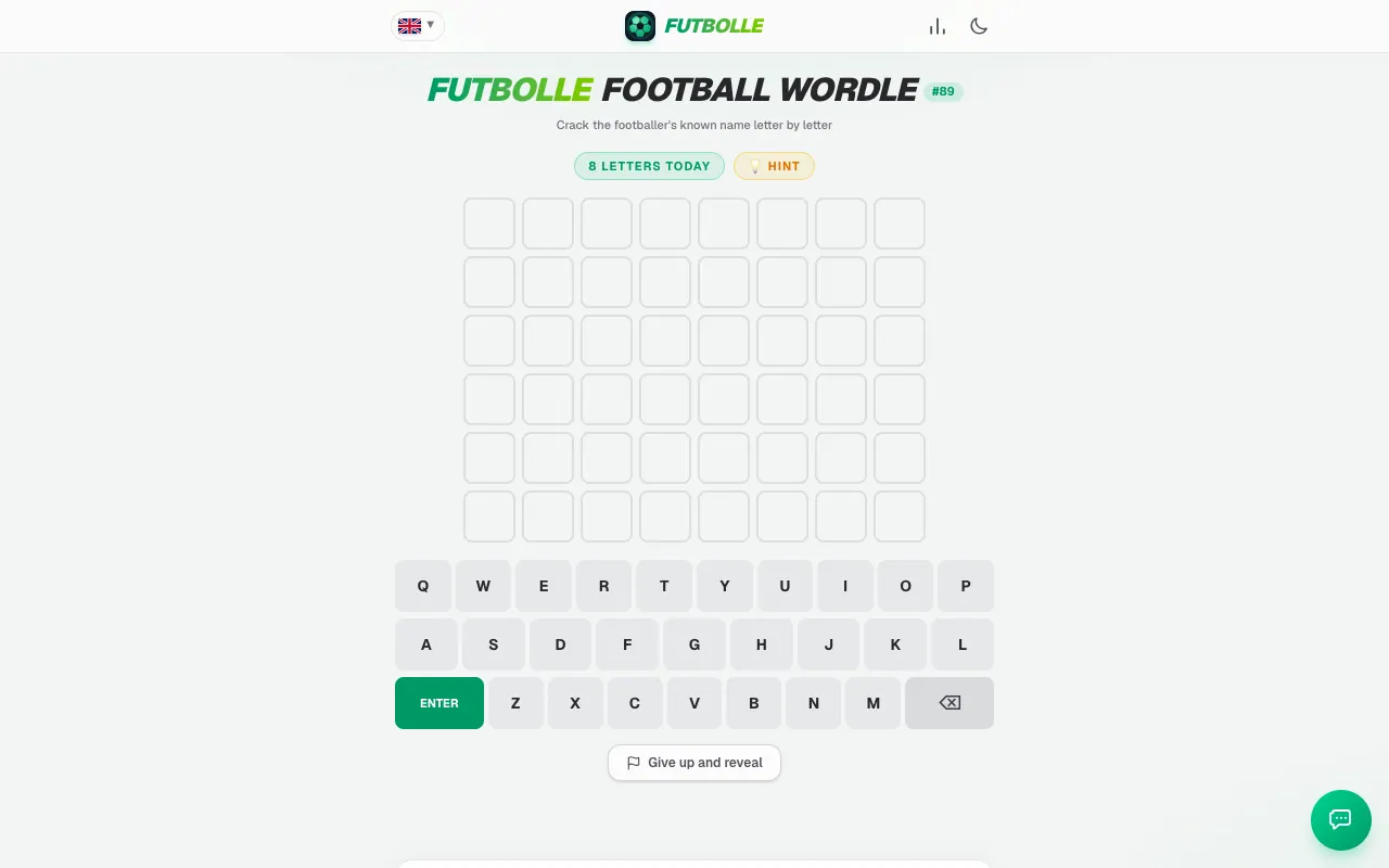 Screenshot of Football Wordle — a game like Wordle