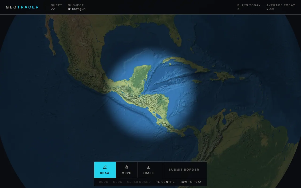 Screenshot of GeoTracer — a game like Wordle