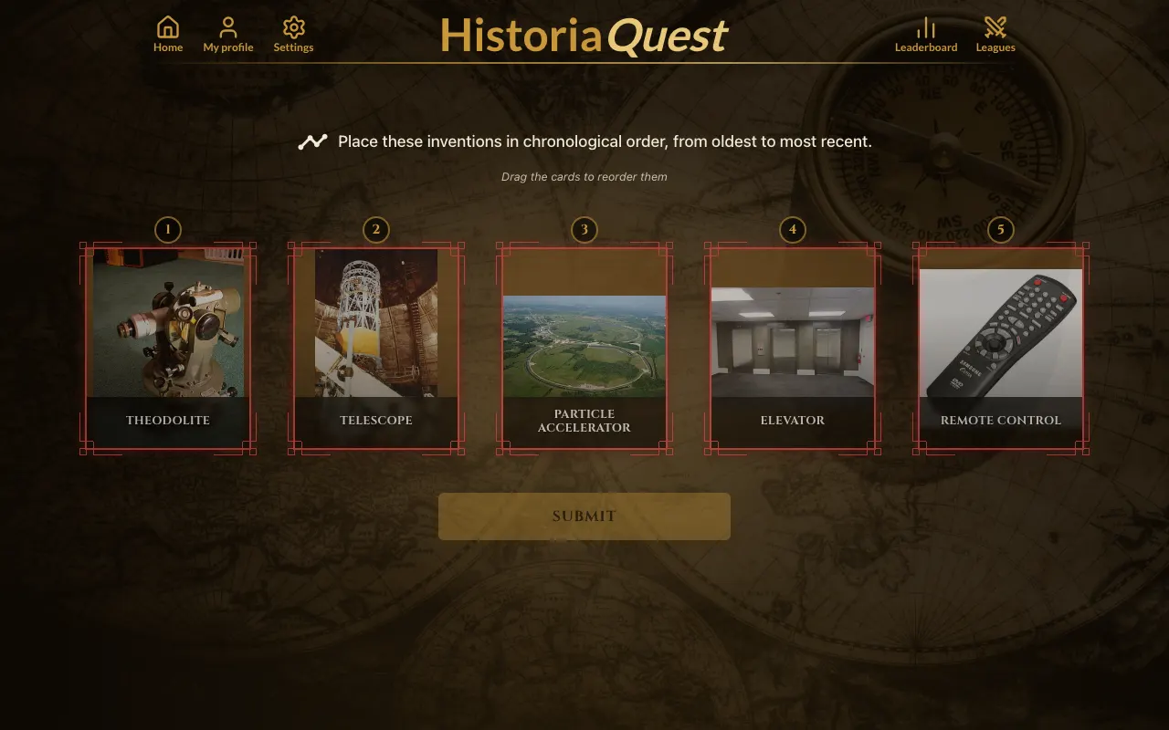 Screenshot of HistoriaQuest — a game like Wordle