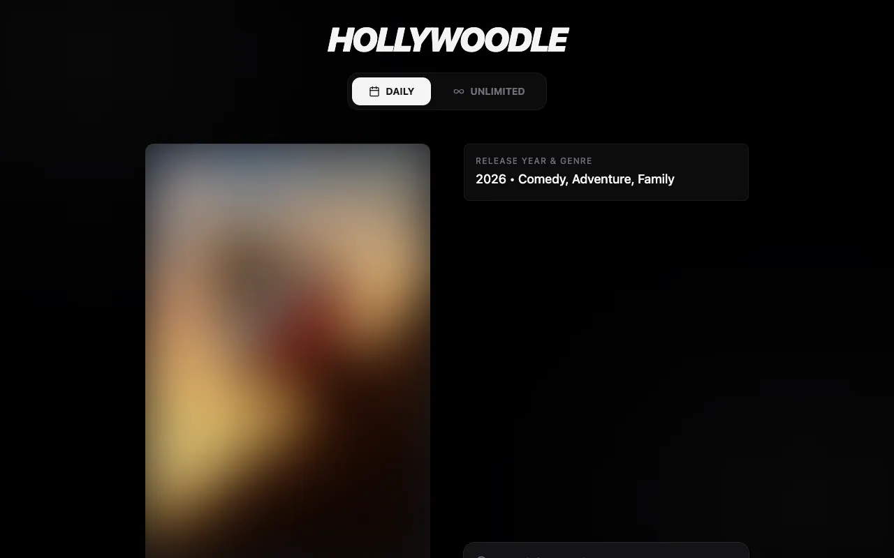 Screenshot of Hollywoodle — a game like Wordle