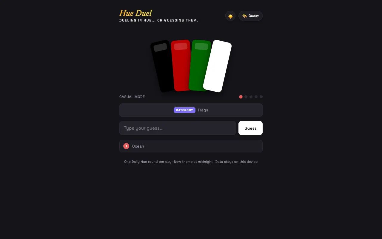 Screenshot of Hue Duel — a game like Wordle