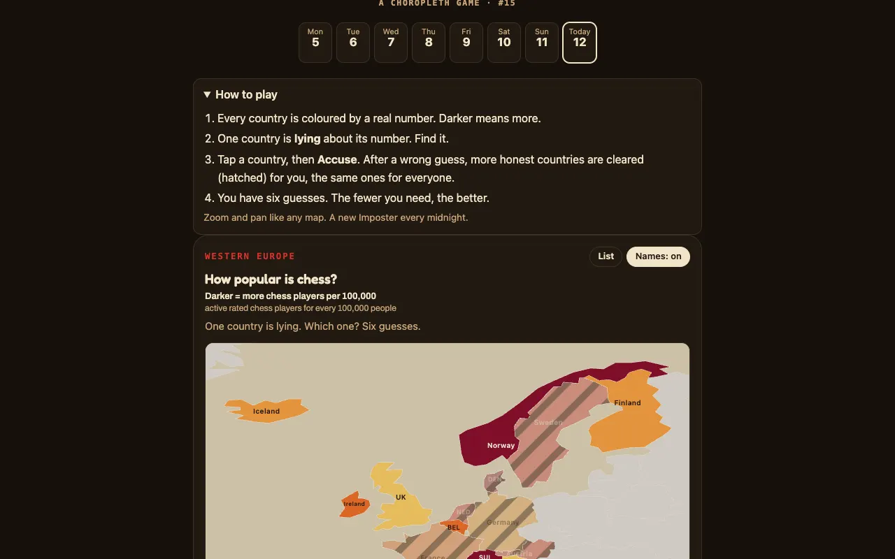 Screenshot of Imposter — a game like Wordle