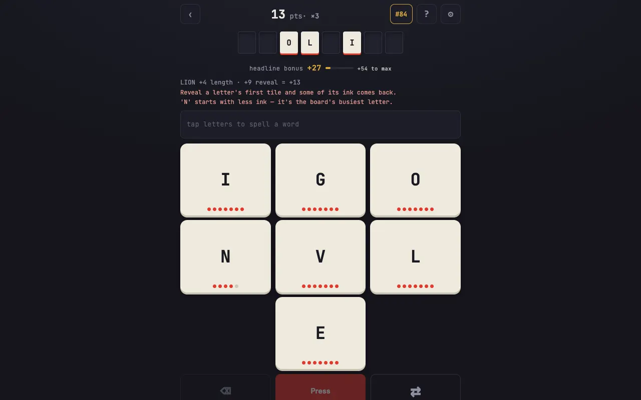 Screenshot of Impress — a game like Wordle