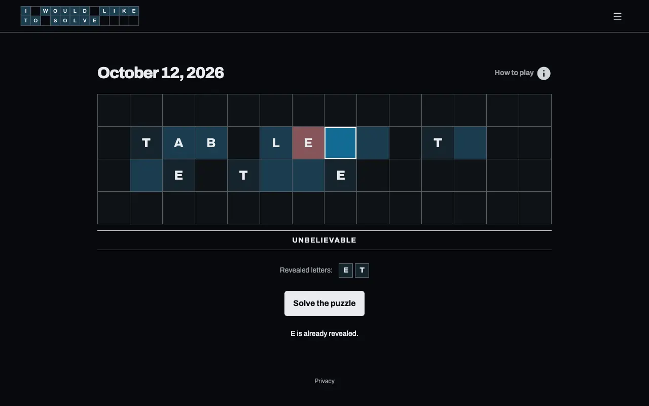 Screenshot of IWLTS — a game like Wordle