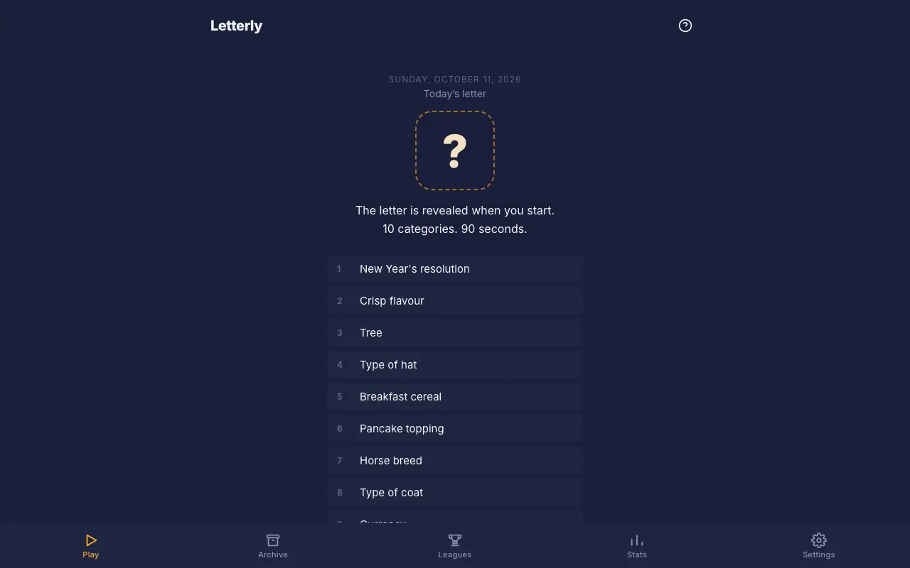 Screenshot of Letterly — a game like Wordle