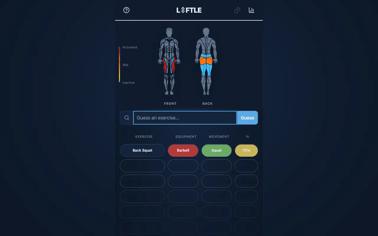 Screenshot of Liftle — a game like Wordle