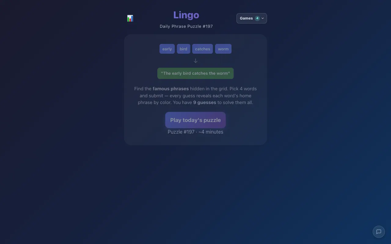 Screenshot of Lingo — a game like Wordle
