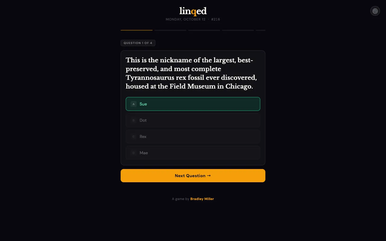 Screenshot of linqed — a game like Wordle