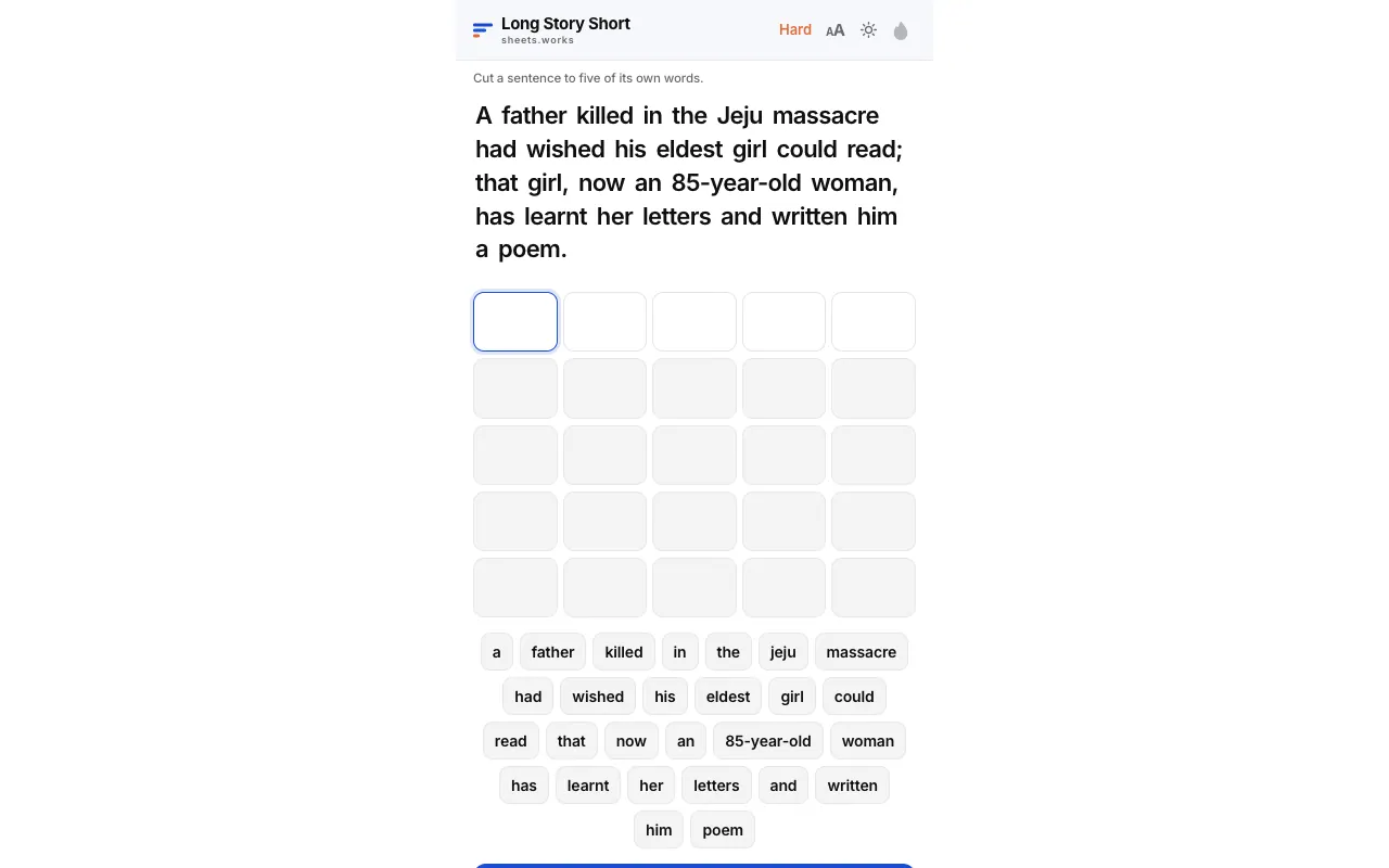 Screenshot of Long Story Short — a game like Wordle