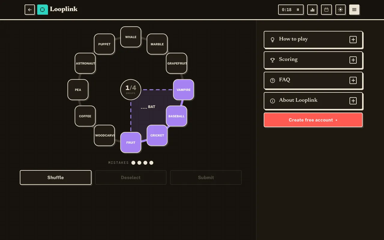 Screenshot of Looplink — a game like Wordle