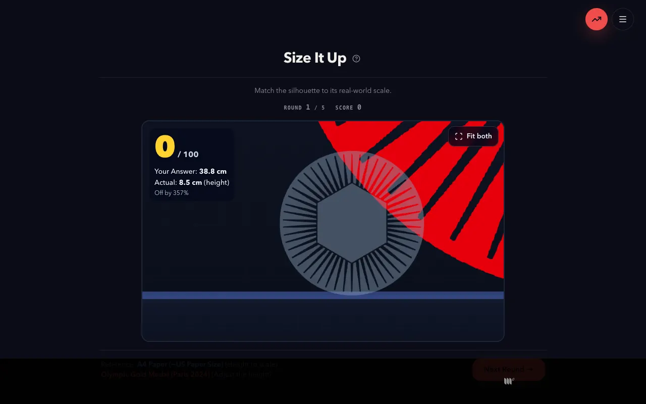 Screenshot of Magnitudle — a game like Wordle