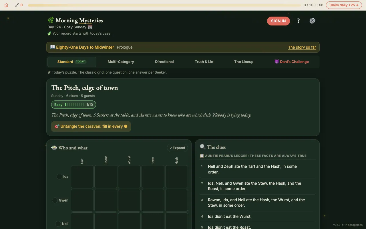 Screenshot of Morning Mystery — a game like Wordle