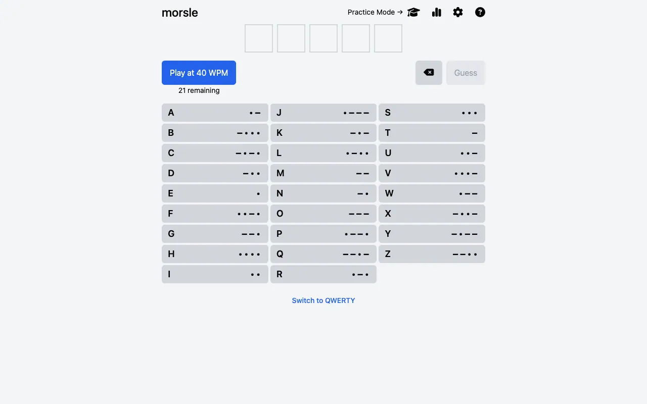 Screenshot of Morsle — a game like Wordle
