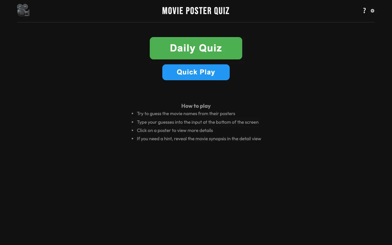 Screenshot of Movie Poster Quiz — a game like Wordle